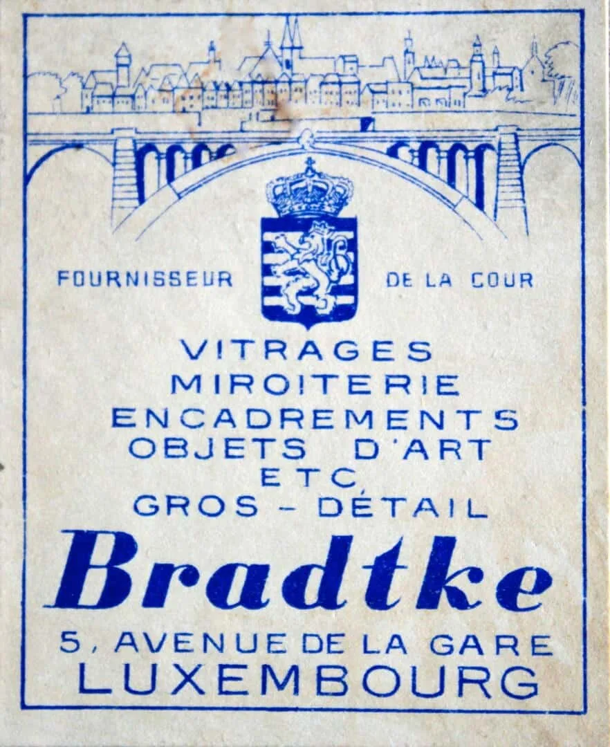 Löschblatt-Werbung „Fournisseur de la Cour“ — Bradtke, 5 Avenue de la Gare, Luxemburg — Archiv
