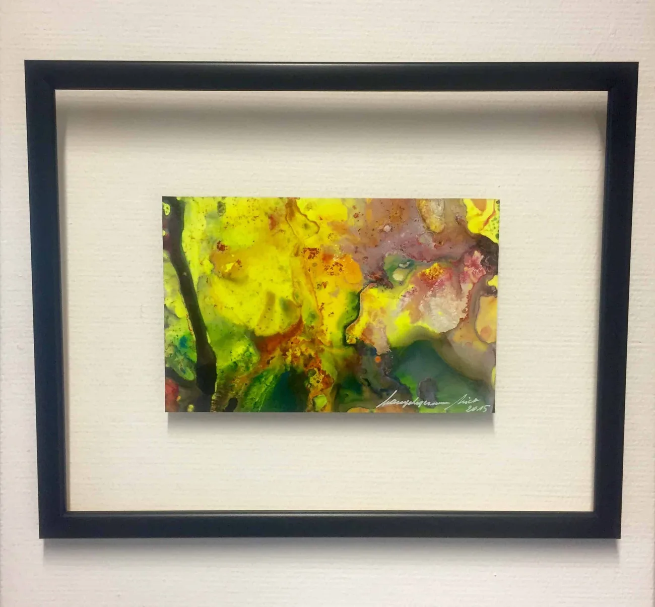 Œuvre de Nico Langehegermann encadrée sous double verre — encadrement sur mesure Luxembourg — Encadrement Bradtke