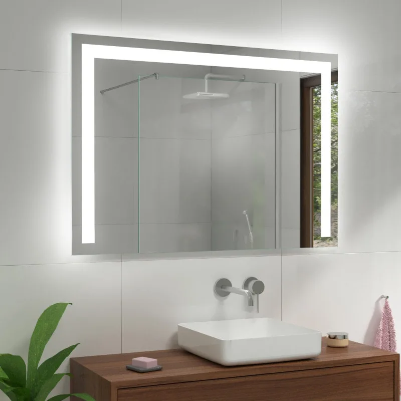 Miroir LED rétroéclairé sur mesure en situation — miroir LED salle de bain Luxembourg — Vitralux Bradtke (photo 7)