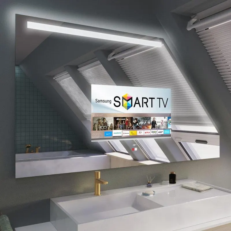Miroir TV avec écran intégré sur mesure — miroir télévision salle de bain Luxembourg — Vitralux Bradtke (photo 11)