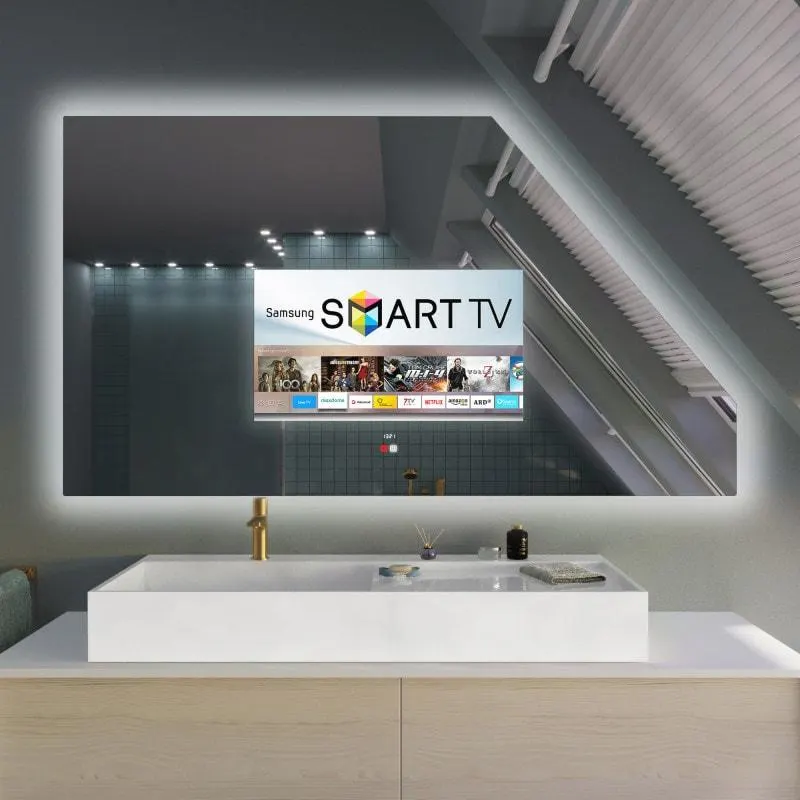 Miroir TV avec écran intégré sur mesure — miroir télévision salle de bain Luxembourg — Vitralux Bradtke (photo 12)