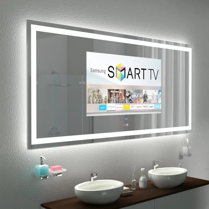 Miroir TV avec écran intégré sur mesure — miroir télévision salle de bain Luxembourg — Vitralux Bradtke (photo 13)