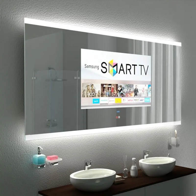 Miroir TV avec écran intégré sur mesure — miroir télévision salle de bain Luxembourg — Vitralux Bradtke (photo 15)