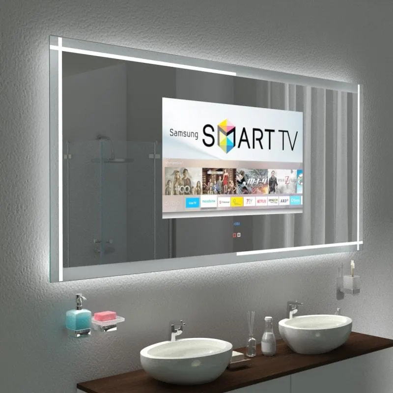Miroir TV avec écran intégré sur mesure — miroir télévision salle de bain Luxembourg — Vitralux Bradtke (photo 16)
