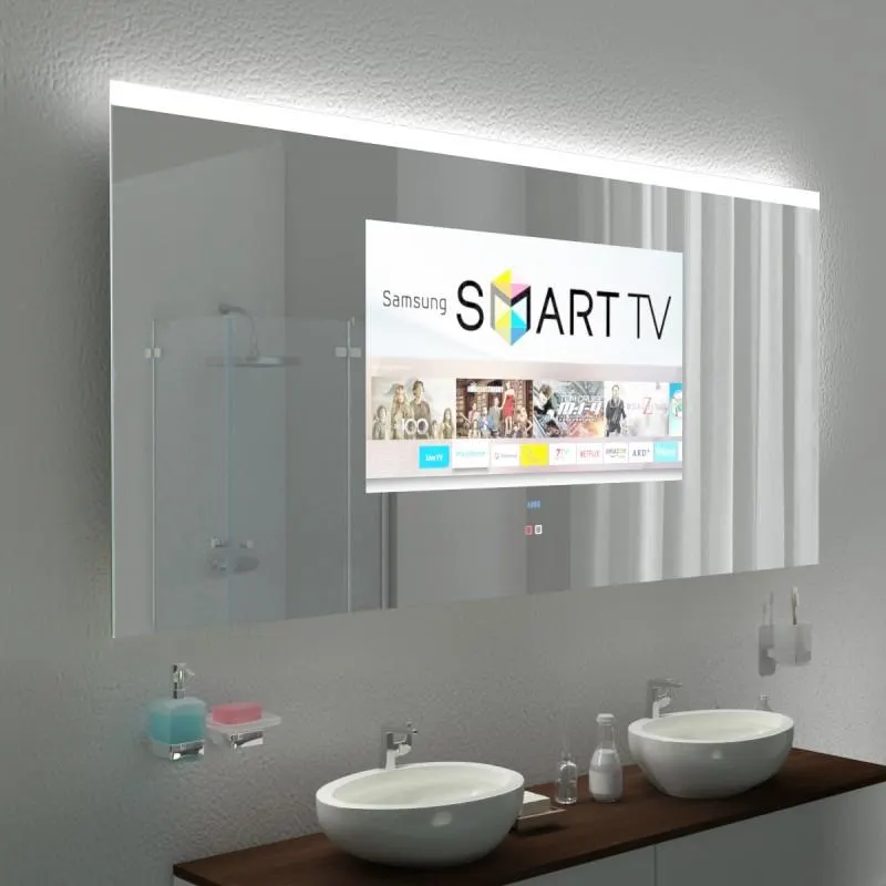 Miroir TV avec écran intégré sur mesure — miroir télévision salle de bain Luxembourg — Vitralux Bradtke (photo 18)