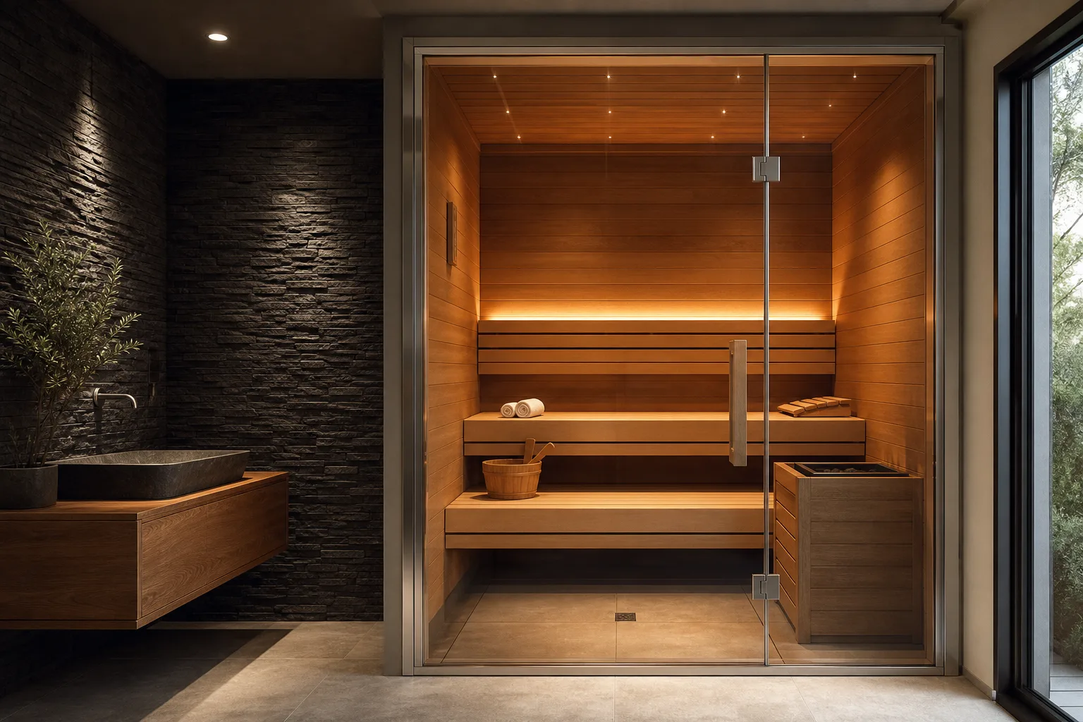 Porte et Séparations de Sauna — paroi de douche sur mesure Luxembourg — Vitralux Bradtke