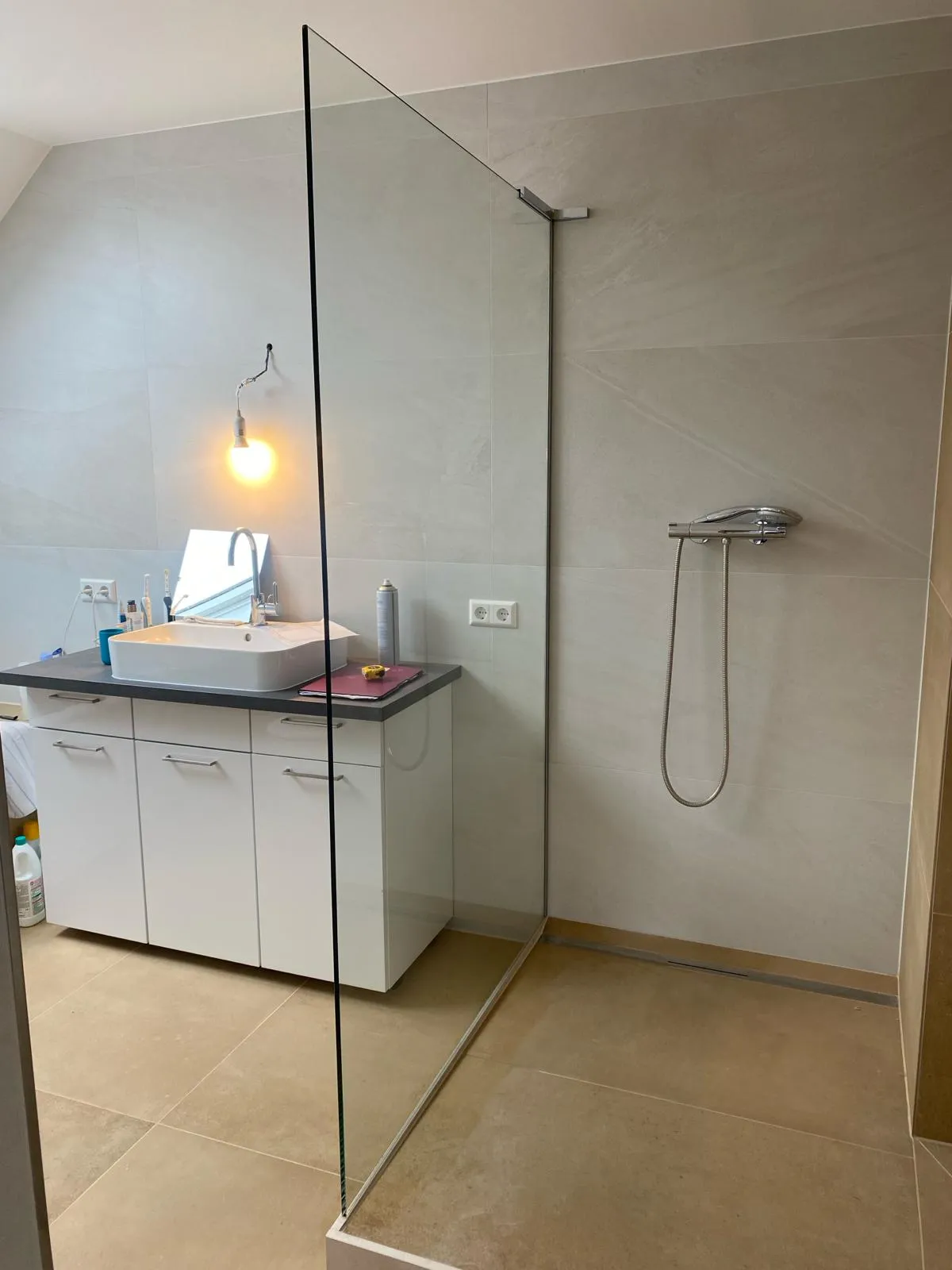 Paroi de douche à l'italienne en verre sur mesure — Vitralux Bradtke Luxembourg