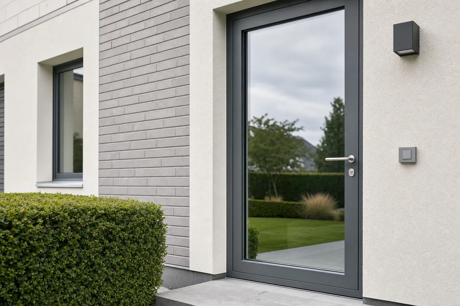Porte d'entrée dont le vitrage vient d'être remplacé dans le châssis existant — remplacement de verre de porte Luxembourg — Vitralux Bradtke