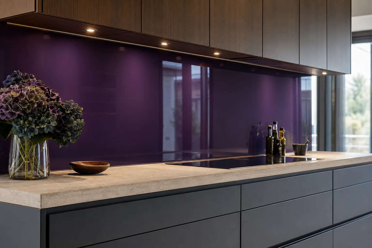 Crédence de cuisine en verre laqué coloré sans joints — crédence cuisine verre Luxembourg — Vitralux Bradtke