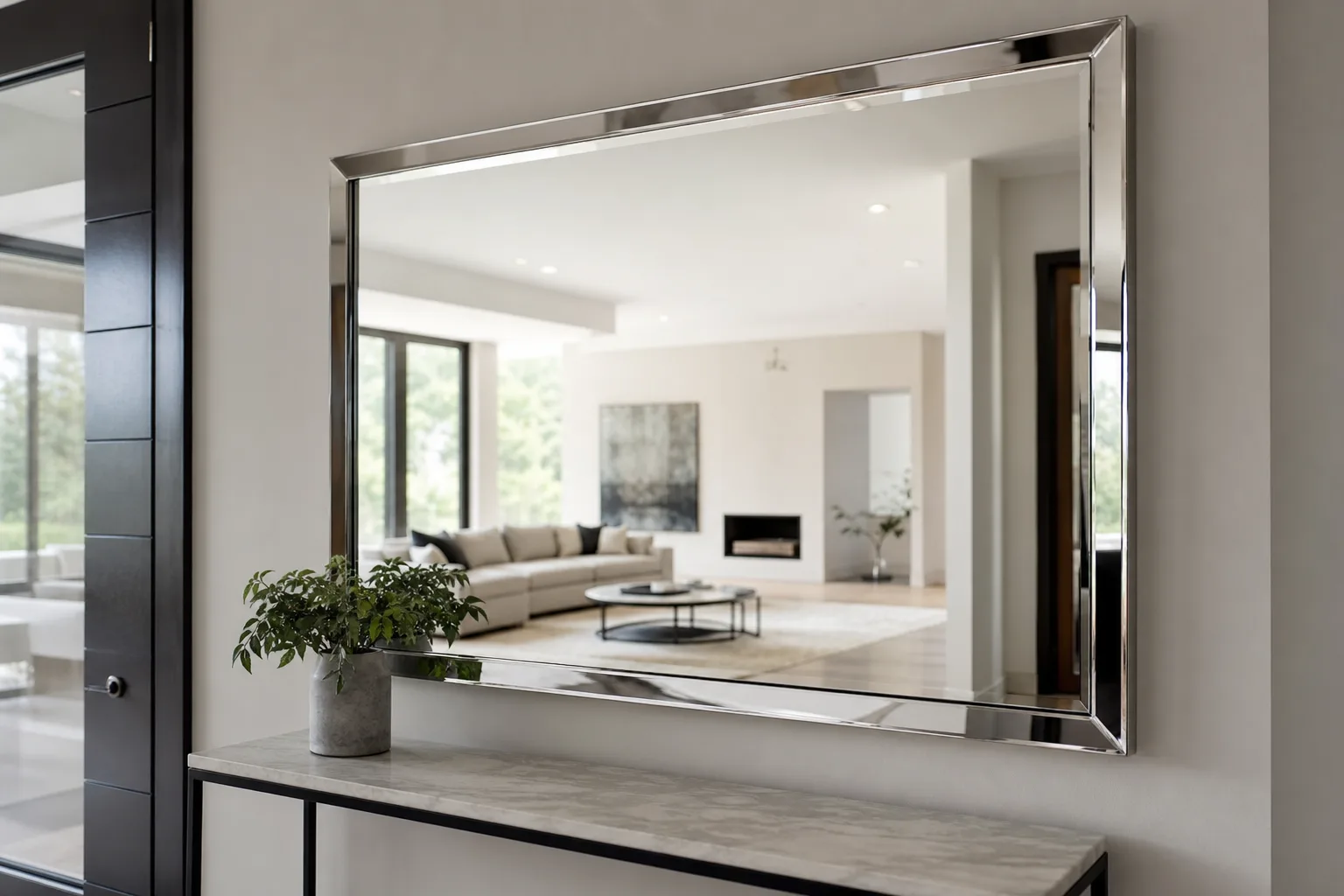 Miroir avec Cadre Chromé en verre sur mesure — Vitralux Bradtke Luxembourg