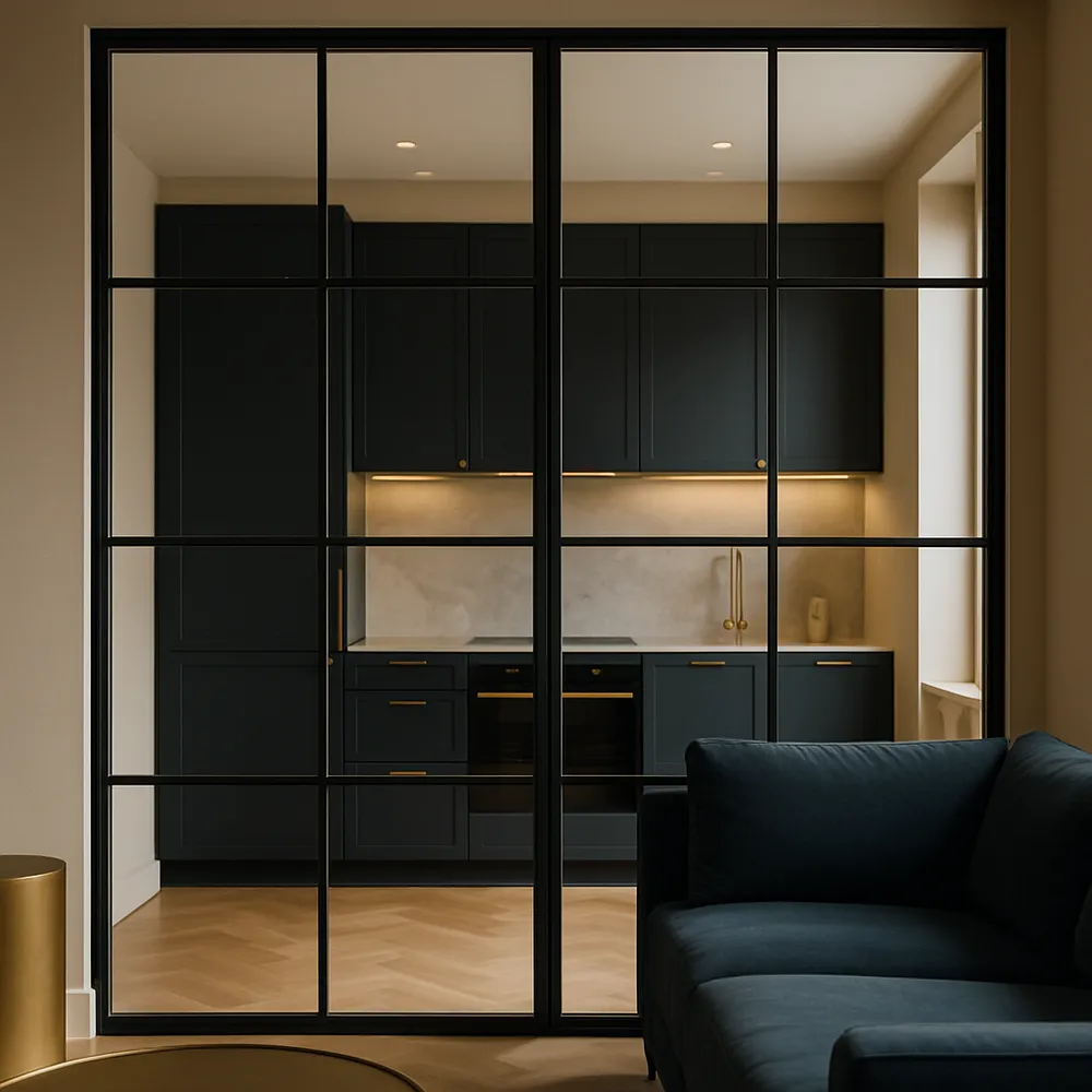 Porte verrière industrielle style atelier sur mesure Luxembourg — Vitralux Bradtke
